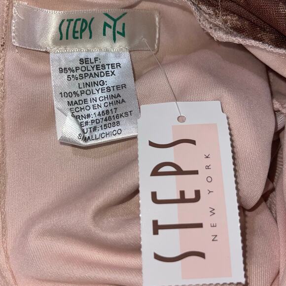 Sheer Ruched Midi Dress Mesh Mock Neck Abstract - Picture 8 of 9